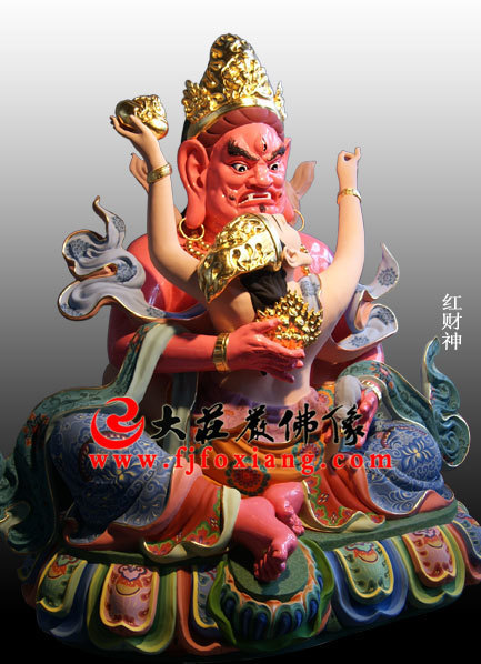 密宗五大財(cái)神之紅財(cái)神(銅雕彩繪密宗佛像) 密宗五大財(cái)神之紅財(cái)神(銅雕彩繪密宗佛像)