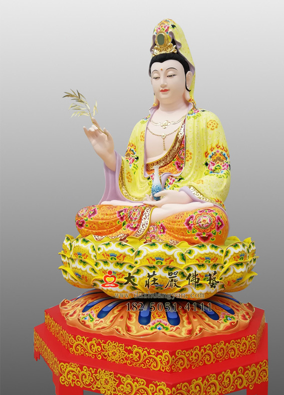 彩繪觀世音菩薩側面塑像 觀世音菩薩彩繪側面佛像